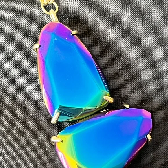 NWOT Kendra Scott Rare & Retired Harlow Necklace Black Iridescent & Gold GORG! - Picture 9 of 10